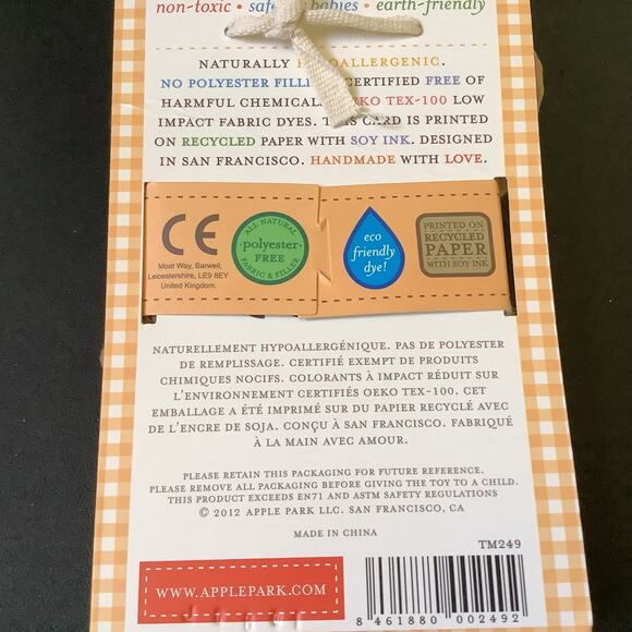 Apple Park Owl Organic Picnic Pal Blankie - NWT - Naturally Hypoallergenic - Picture 4 of 6